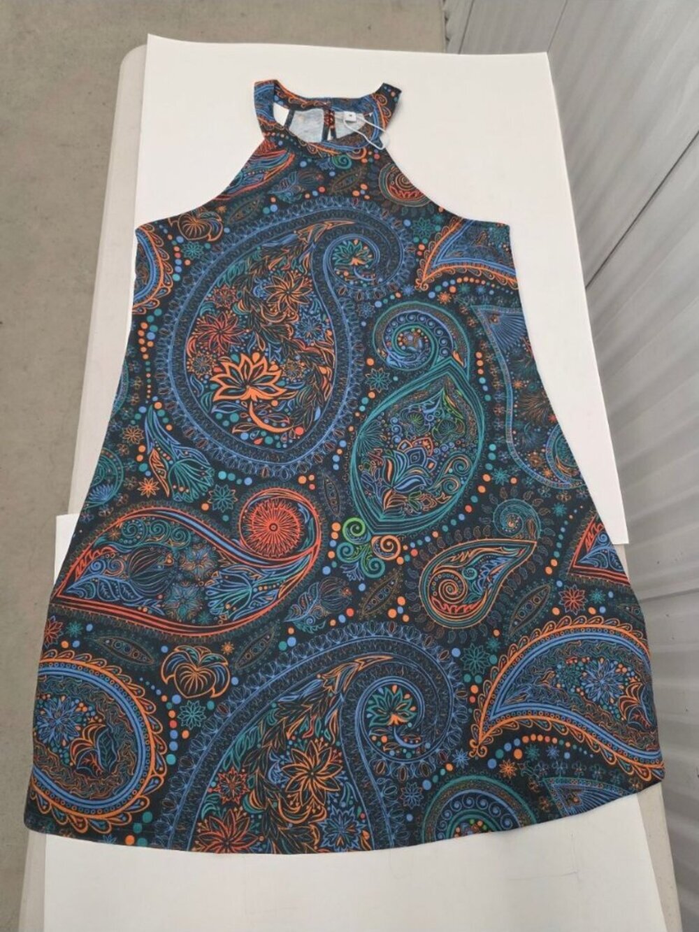 Women's Multi-Color Halter Neck Keyhole Top Paisley Floral Sleeveless